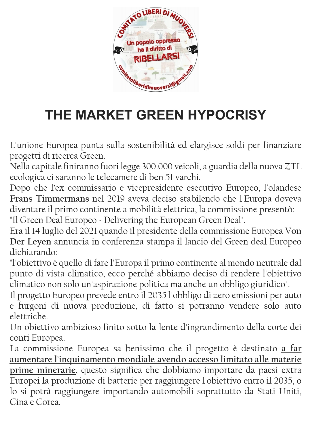 'THE MARKET GREEN HYPOCRISY'